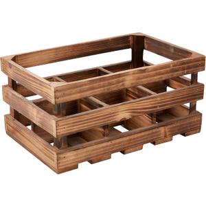 Rustic 6 Bottle Wood Wine Racks Countertop, 13 x 8 inch Burning Finished Bottle Caddy, Handmade Farmhouse Wooden Wine Crates, Bottle Holder Decorative for Milk, Gifts for Wine Lovers