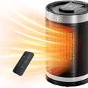 Small Space Heater, Portable Electric Heater with Temperature Sensor for Indoor Use, Digital Display, 1-12H Timer, Eco and Fan Mode,1500W PTC Ceramic Fast Safety Heat for Office,Bedroom, Tiny Home (9.82 inch)