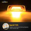 Partsam 2Pcs Replacement for Kenworth T680 T880 and Peterbilt 576 Led Side Marker Turn Signal Lights Assemblies Amber Clear Lens Sealed 6Led Rectangular Cab Roof Marker Lights Lamps LH&RH