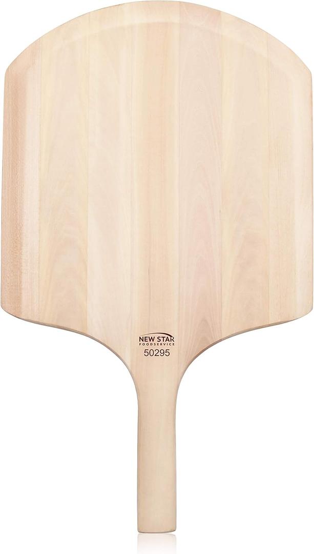 New Star Foodservice 50295 Restaurant-Grade Wooden Pizza Peel, 16" L x 14" W Plate, with 10" L Wooden Handle, 24" Overall Length (14" x 16" x 24")