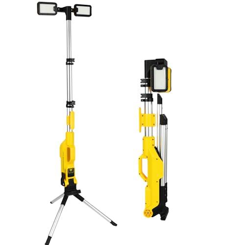 Rechargeable Cordless LED Work Light with Stand 8000 Lumen Portable LED Portable Job Site Lighting Dimmable Led Work Light for indoor/outdoor Lighting（Yellow）