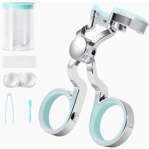 MUQING Daily Contact Lens Wearing Aids - Soft Silicone Remover and Insertion Tool Set Includes Tweezers, Case and Plunger Suction Cup (Green)