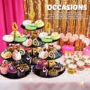 Honeydak 3 Sets of 3 Tier Serving Tray 3 Tiered Dessert Stand Wedding Cupcake Stand PP Plastic Cupcake Holder Dessert Tray Cake Fruit Candy Table Display Set for Birthday(Black)