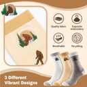 6 Pairs Cute Goose Bigfoot Embroidered Sock Gifts Women Novelty Funny Animal Crew Sock for Men Women Friends (One Size)