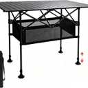 Damei century Large Folding Camping Table, 46.45 x 25.6in Tabletop, Portable Aluminum Table with Adjustable Height, with Carry Bag, Indoor Outdoor for Camping, Picnic, Backyard, BBQ, Patio, Beach