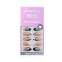 BTArtbox Press On Nails Medium - 3D Flower Almond French Tip Press On Nails with Glue for Women, Opaque Soft Gel Glue On Nails in 15 Sizes - 30 Stick On Nails Kit, Bessie & Bestie