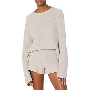 The Drop Women's Alice Crew-Neck Back-Slit Ribbed Pullover Sweater, S
