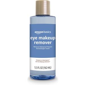 Amazon Brand - Solimo Eye Makeup Remover, Removes Waterproof Mascara, Dermatologist Tested, 5.5 Fluid Ounce
