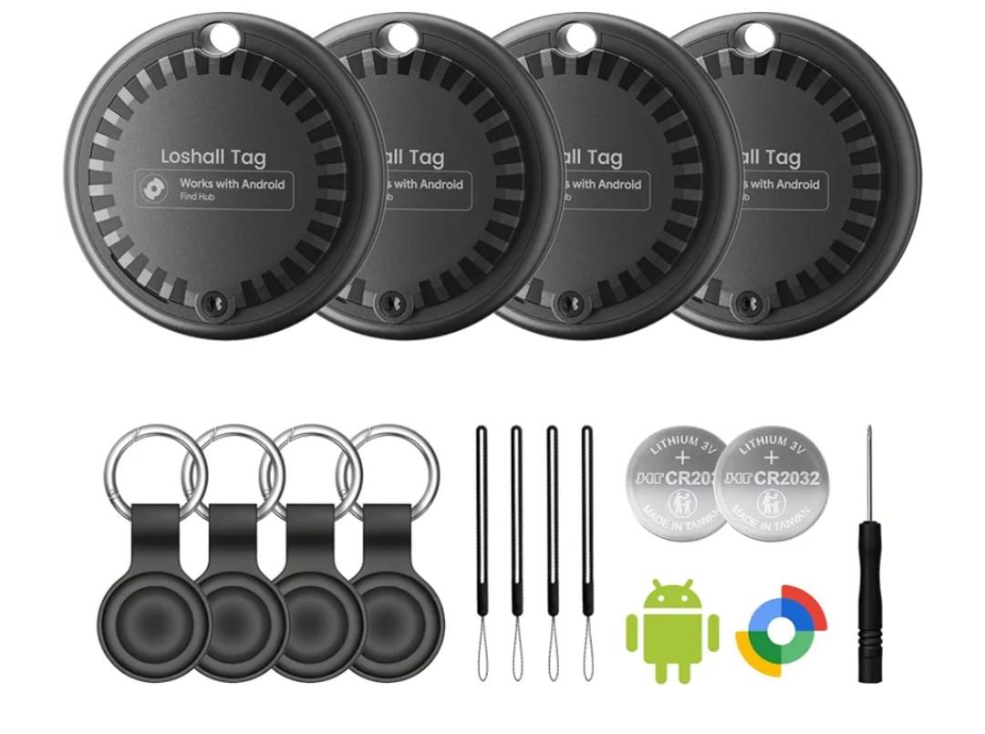 Air Tags for Android,Air Tags-4 Pack Android,2 Year Battery Life,Air Tracker Tags with 4 Case,Google Find Trackers for Google'S Find Hub App,IP65 Waterproof Luggage Tracker for Keys