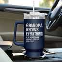 Christmas Grandpa Gifts from Grandkids - Stainless Steel Insulated Coffee Tumbler with Lid 40 oz - Grandpa Birthday Gifts from Grandkids, Christmas Birthday Gift for Men, Funny Tumbler for Men (Navy - Grandpa Quote)