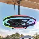 LEDIARY 24” Outdoor RGB Ceiling Fans with Light, IP65 Waterproof Gazebo Fan