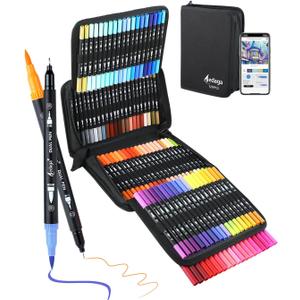 120 Colors Numbered Dual Tip Brush Pens with Free App, Fine and Brush Tips Pens for Adults, Coloring Markers for Coloring Book Bullet Journaling Note Taking Planner Hand Lettering