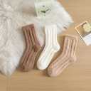 Womens Cozy Crew Socks Soft Winter Sleeping Christmas Fuzzy Ankle Socks 3 Pairs Size 5-10 (Solid Color D)