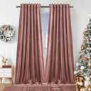 Dchola Wild Rose Velvet Curtains for Bedroom Window with Back Tab, Super Soft Vintage Luxury Heavy Drapes, Room Darkening Thermal Insulated Curtain for Living Room, W52 by L63 inches, 2 Panels