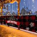 HOMETITUTE Merry Christmas Banner Red Black Plaid Holiday Snowflake 118x20 inch christmas hanging banner Rustic Porch Fence Wall Decoration outdoor christmas banner for yard Party Backdrop