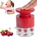 Cherry Pitter Tool Pit Remover, Multiple Cherry Seed Remover, 7 Holes Cherry Stoner Pitter Quick Release, Multiple Cherry Pit Remover Cherries Jam (Burgundy)