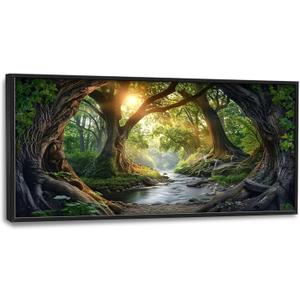 Rainforest Large Wall Art Forest Landscape Sunrise Pictures Nature Scenery Wall Decor Canvas Print Painting Artwork for Bathroom Living Room Bedroom 60L"x30W"
