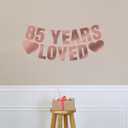 2 x Pre-Strung 85th Birthday Banner - Rose Gold Glitter, Happy 85th Birthday Party Decorations for Women, Funny 85 year old Anniversary Decor Bday Sign Gifts