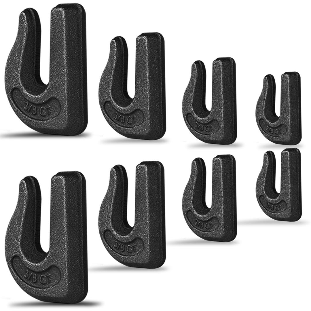 8 Pack Weld-On Chain Grab Hooks, G70 3/8" Forged Chain Hook, Heavy Duty Weldable Grab Hook for Tractors, Truck, Forklift, Trailers - 6,600 lbs WLL