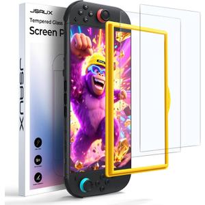 JSAUX 2-Pack Anti-Glare Screen Protector for Nintendo Switch 2, Matte Tempered Glass Protector Easy to Install with Guiding Frame 9H Hardness Scratch Resistant Accessories for Switch2