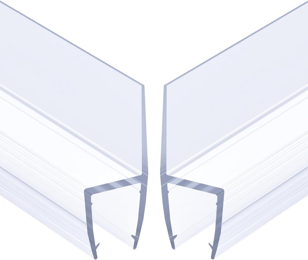 AmazerBath Shower Door Side Seal Strip (Set of 2), Frameless Glass Shower Door Seal Strip - Suitable for 3/8 Inch Glass, 78 inch