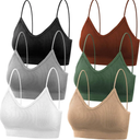 selizo 6 Pcs Sports Bras Pack - V Neck Cami Bralettes for Women M/L