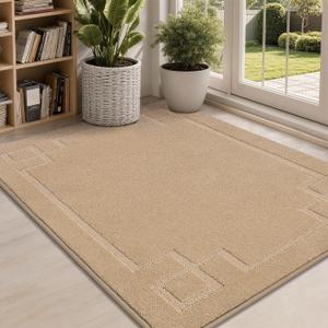 BEQHAUSE Door Mat 32" x 48", Non-Slip Door Mats Indoor Entryway Rugs Washable Low-Profile Absorbent and Stain Resist Floor Mats, Dog Door Mat for Front Back Door, Mud Wet Shoes & Paws, Beige