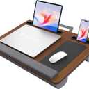 Potuopy Laptop Lap Desk, Portable Bed Table Tray for Laptop Fit 17" Laptops | Lightweight lap desk for laptop with Carry Handle & 2 Mouse Pad Pro, Lap Desk with Cushion for Working & Writing on Couch, Dark Brown