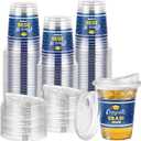 Bokon 100 Pcs 2026 Blue Graduation Plastic Cups Bulk with Strawless Sip Lids 12oz Disposable Congrats Grad Cup Drinkware Class of 2026 Celebration for College Tableware Party Supplies Decorations, about 12 oz
