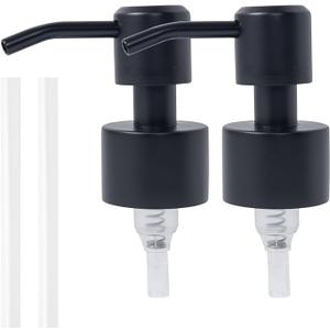 Stainless Steel Soap Dispenser Pump, Modern Design, 2-Pack (Black)