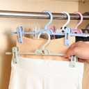 Pants Hangers, 10pcs Adjustable Clothes Hangers with Clips, Portable Drying Rack Travel Plastic Non-Slip Clothes Drying Hanger for Kids Or Adults Garments (White)