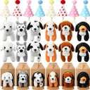 12 Set Mini Plush Toy Stuffed Animals Adopt a Dog Set with 12 Stuffed Dogs 12 Kraft Paper Boxes 12 Birthday Hats for Boys and Girls Animal Theme Birthday Party Favors(Brown)