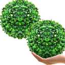 Hotop 2 Pcs 7 Inch Artificial Plant Topiary Ball 4 Layers Garden Spheres Boxwood Balls Artificial Topiaries Spheres Decorative Plants for Backyard, Balcony, Garden, Indoor Outdoor Decor(Green)