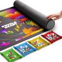 Puzzle Ready Jigsaw Puzzle Mat Roll-Up - 46 x 29.5 for 1500 Pieces - Portable Puzzle Board with 4 Sorting Trays, Storage Bag, Foam Roller, 3 Hook & Loop Fastener Straps (Puzzle Mat 1500 pcs)
