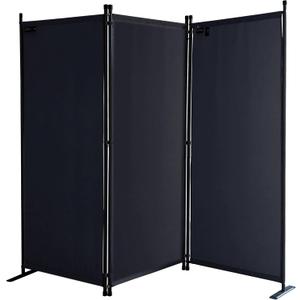 Room Divider 67" W x 65" H Black | 3-Panel Folding Privacy Screen | Portable Room Partition | Garden Separation Paravent | Water Repellent Indoor & Outdoor Freestanding Wall