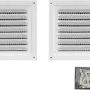 2pcs Attic Vent Soffit Vent Aluminum Wall Vent Metal Shed Vent Square Vent Louver Vent Grille with Built-in Insect Screen for Exterior Door House Attic Garage Ceiling (White 6" x 6"-2 Pack)