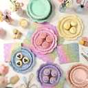 144 Pcs 48 Guests Pastel Glitter Party Plates and Napkins Pastel Scalloped Paper Plates Napkins Glitter Disposable Tableware for Birthday Bridal Baby Shower Wedding Decorations Party Supplies