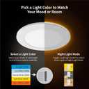 Meconard 24 Pack 6 Inch 5CCT LED Recessed Ceiling Light with Night Light, 2700K/3000K/3500K/4000K/5000K Selectable Ultra-Thin Lighting, 12W=110W, 1050LM, Dimmable Canless Wafer Downlight ETL&FCC