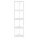 Orimade Rustproof 5 Tier Floor Standing Corner Shower Caddy Organizer, Plastic Metal Splicing Floor Corner Shelf Rack Stands for Bathroom, White