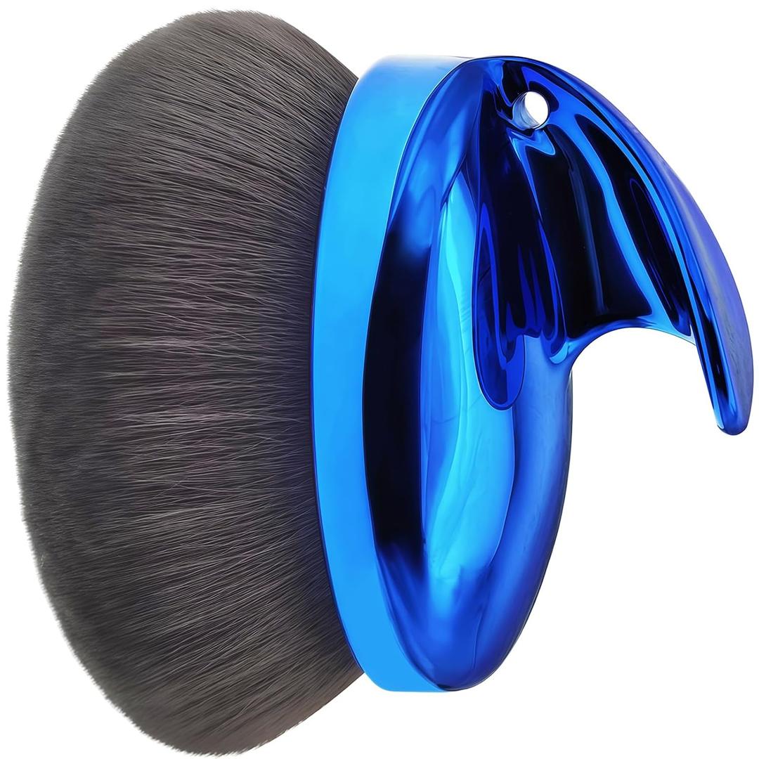 Extra Large Body Makeup Brush For Self Tanner, Leg Makeup, Bronzer Blend,112mm Oval-Headed Body Kabuki Brush With Ergonomic Grip Provides More Even Application, Face& Back Makeup Brush, Wet&Dry Use (blue)