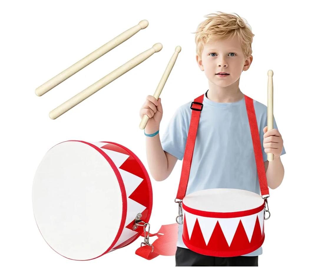 MUSICUBE Kids Drum Set 8-Inch Wooden Drum Toys with an Adjustable Strap and 2 Drumsticks Educational Baby Musical Toys Drum Sensory Musical Instrument Toys for Toddler Boys & Girls Gift Packing
(Red)