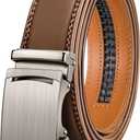 BULLIANT Mens Ratchet Belt,Leather Adjustable Slide Belt For Gift Mens Dress Casual 1 3/8",Size Adjustable