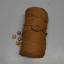 Natural Macrame Cord Cotton Rope with Wooden Beads & Rings, 6mm x109 Yards 4 Strand Twisted, Munzong Handmade Macrame Rope for Wall Hanging, DIY Craft, Knitting Plant Hanger (100m, Caramel)