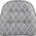 Klear Vu Omega Non-Slip Chair Cushions, Assembled in USA, U-Shaped Skid-Proof Seat Pads for Dining Room, Kitchen, Office, 15"x16", 8 Pack, Geo Gray