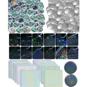 200 Sets Button Maker Supplies for Pin Maker Machine Kit Button Maker Machine, 200 PCS Sparkling Stickers, 100 Laser Back 100 Starry Back 200 Shell for Button Press
