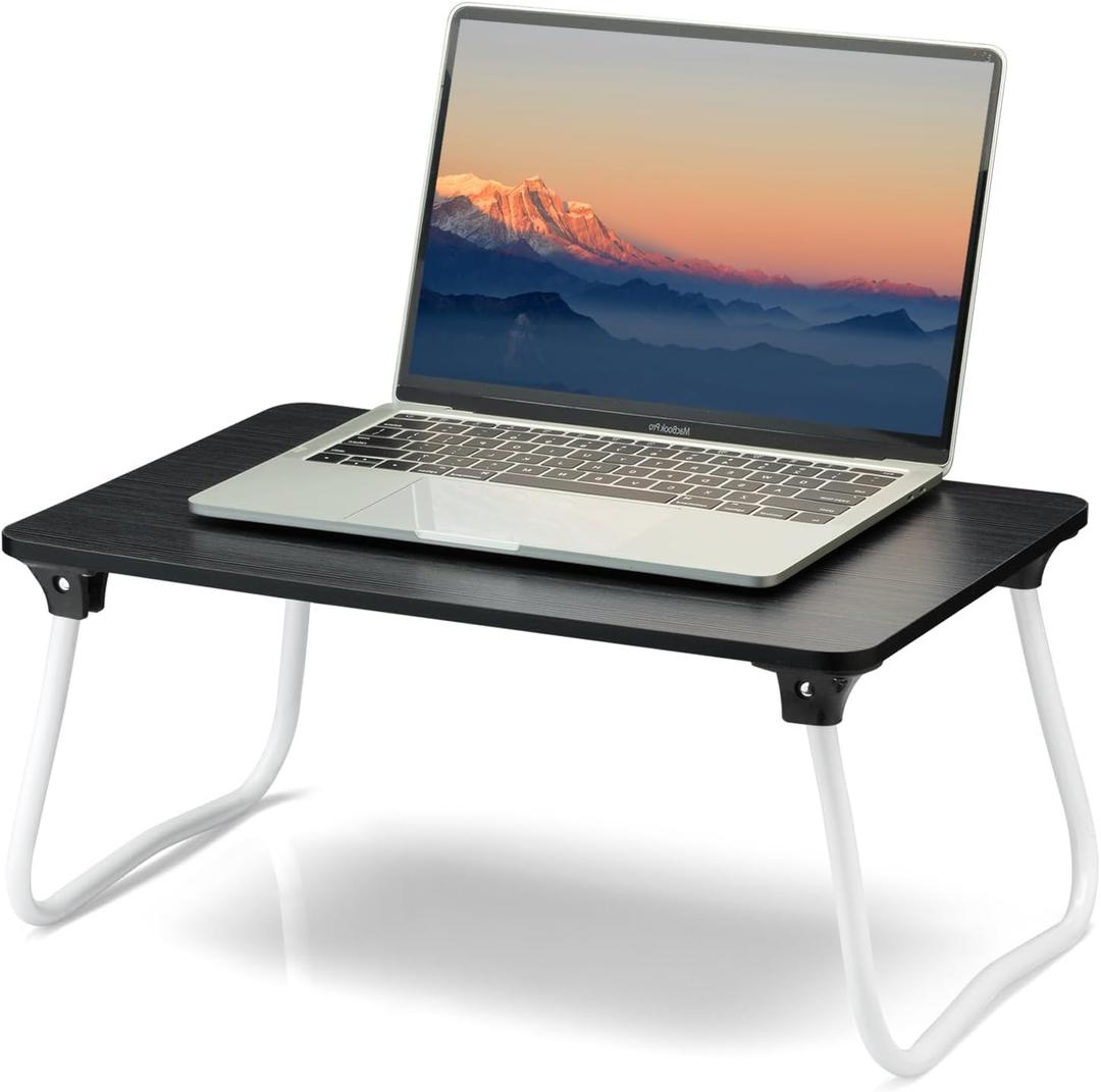 Laptop Bed Desk, Foldable Lap Desk, Portable Laptop Stand, Lightweight & Mini Table for Breakfast/Picnic/Drawing/Couch/Floor - Black