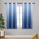 DWCN Ombre Blackout Curtains for Bedroom - Damask Patterned Thermal Insulated Energy Saving Grommet Curtains for Living Room, Set of 2 Gradient Window Curtain Panels, 42 x 54 Inch Length, Navy Blue