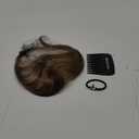 REECHO Hair Toppers for Women Real Human Hair, Seamless Human Hair Toppers with Bangs, 360 3D Cover Clip in Bangs Hair Extensions for Daily Wear, Medium Brown with Highlights