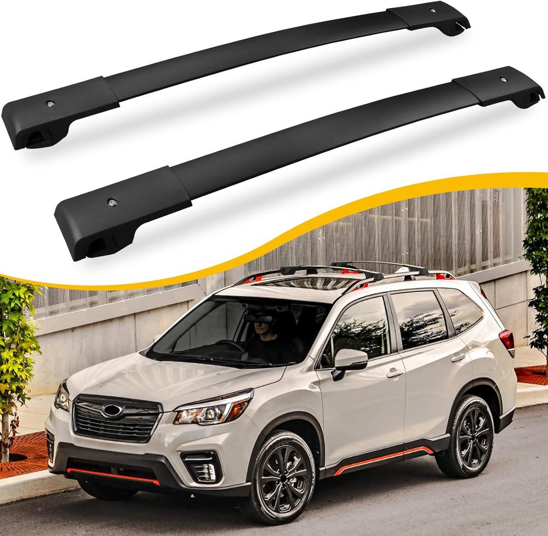 Cross Bars Roof Rack Fit for 2014-2024 Subaru Forester / 2013-2025 XV Crosstrek / 2012-2019 Impreza / 2022-2025 Outback Wilderness Cargo Carrier with Raised Side Rails