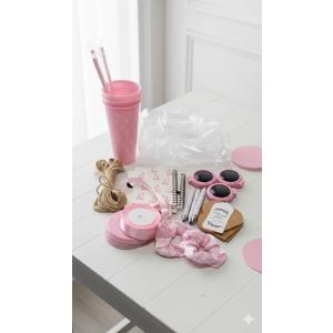 Baby Shower Prizes for Game Winners including Plastic Tumbler Notebook Pen Heart Coaster Hair Band Mini Mirror Brush Gift Bags for Wedding Bridal Baby Shower Favors (Pink Bow)